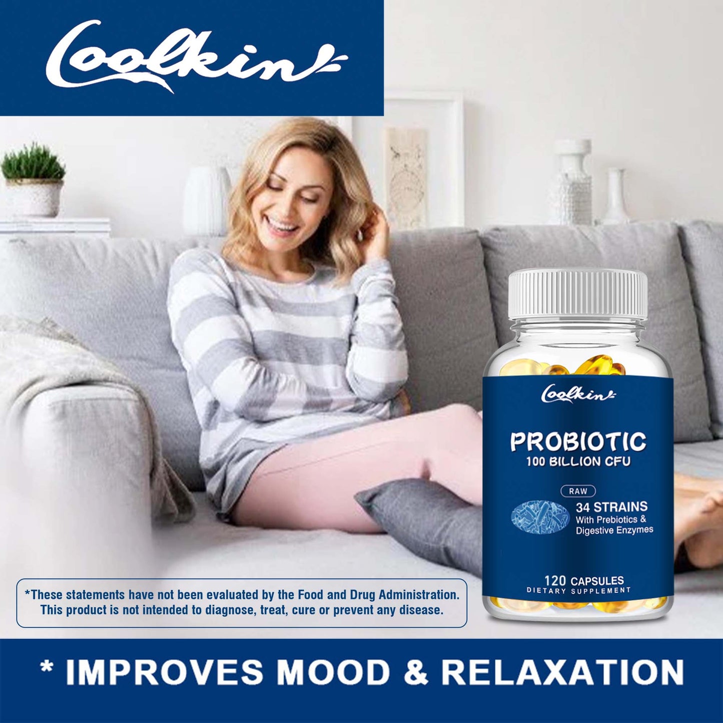 Probiotic 100 Billion CFU with Prebiotics – 120 Capsules