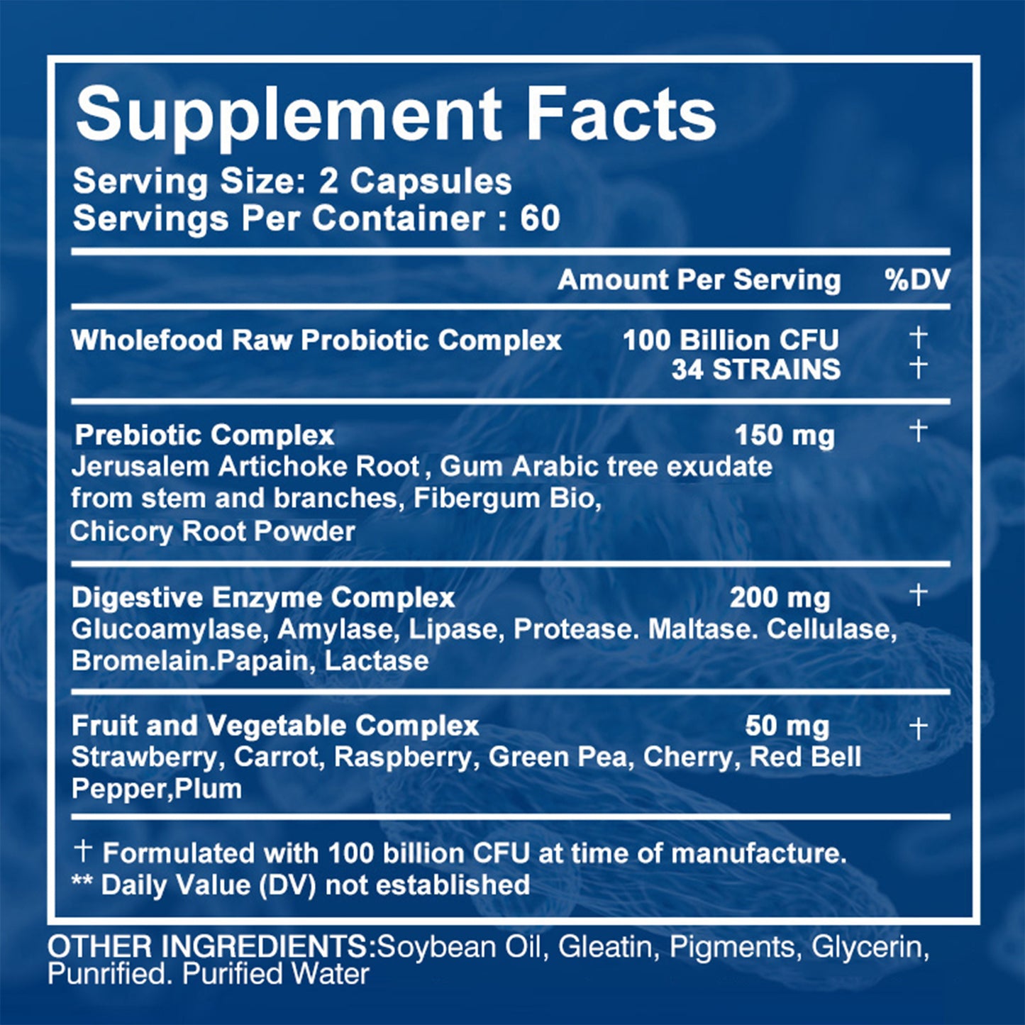 Probiotic 100 Billion CFU with Prebiotics – 120 Capsules