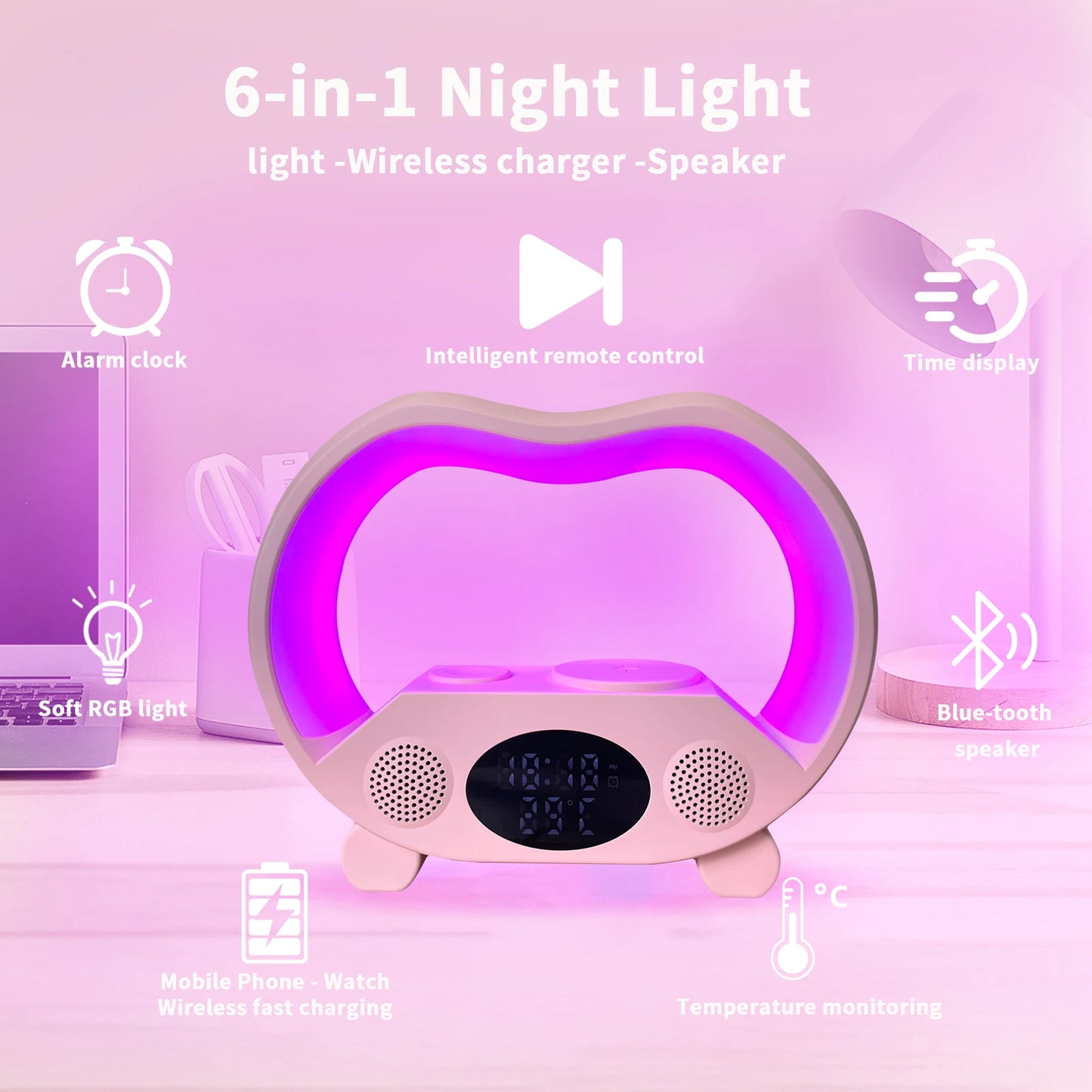 ZS932 Smart Music Speaker with Wireless Charger & RGB LED Light