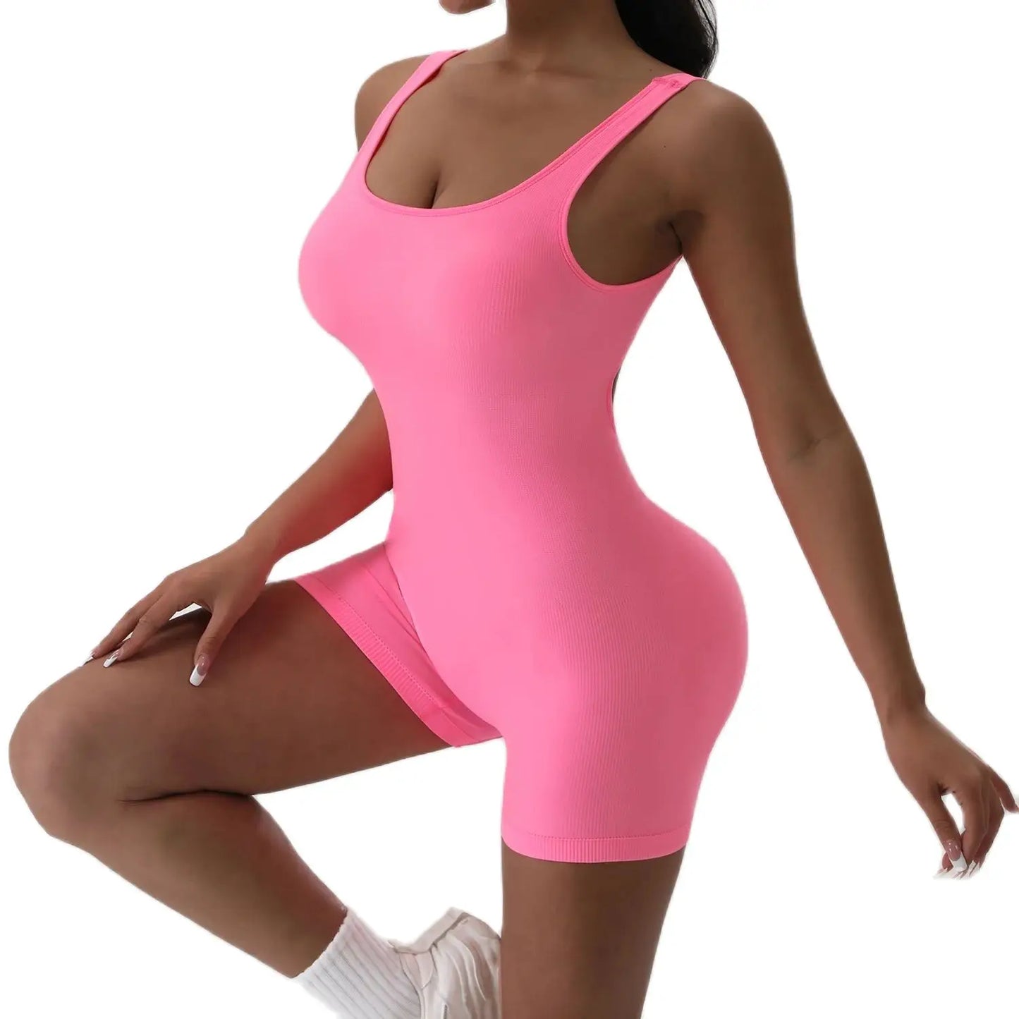 Women’s Backless U-Neck Yoga Jumpsuit – Stretchy & Seamless