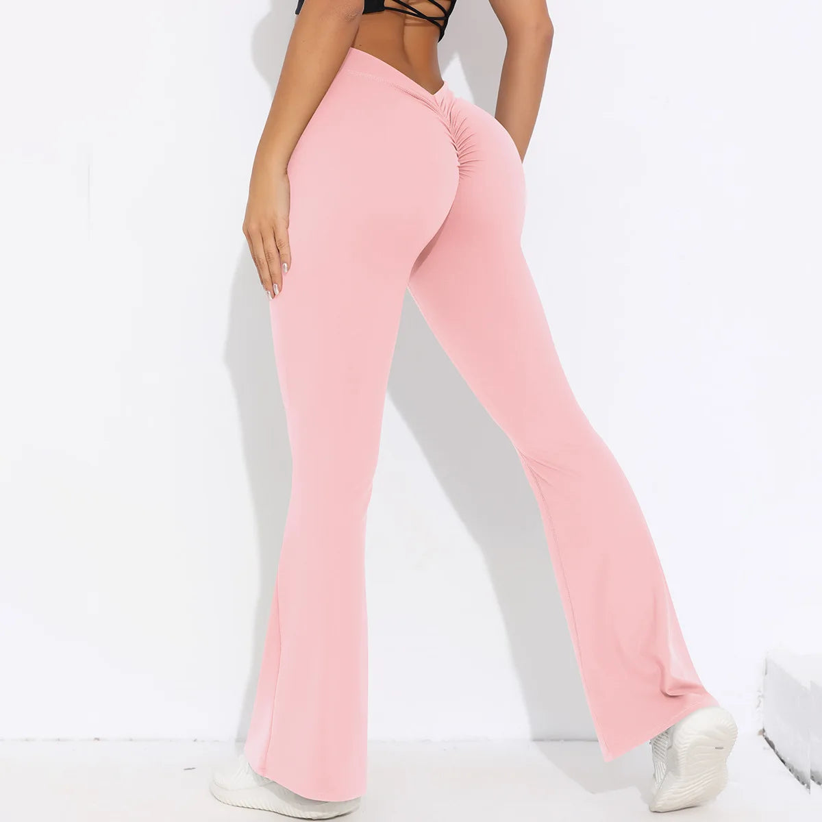 Women’s V-Back High-Waist Yoga Leggings – Hip-Lifting, Quick-Dry, Wide-Leg