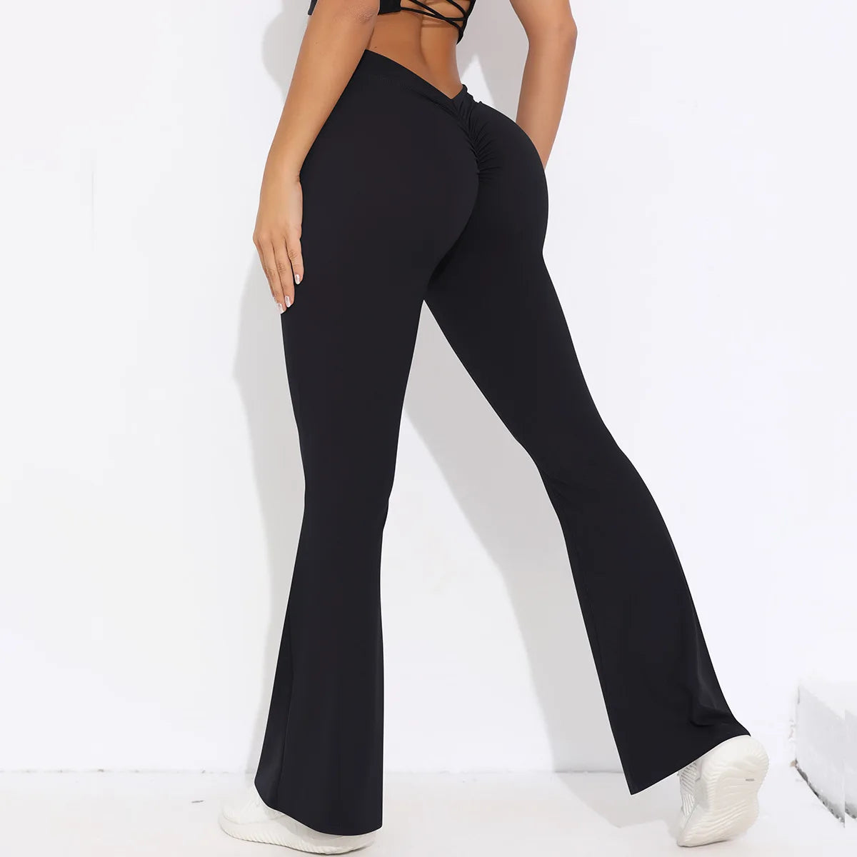 Women’s V-Back High-Waist Yoga Leggings – Hip-Lifting, Quick-Dry, Wide-Leg