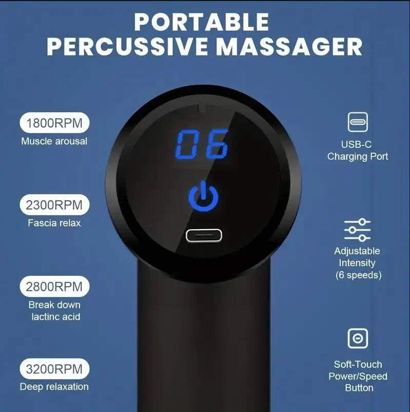 Rechargeable Massage Gun – 24W, 1200mAh, Full-Body Relaxation
