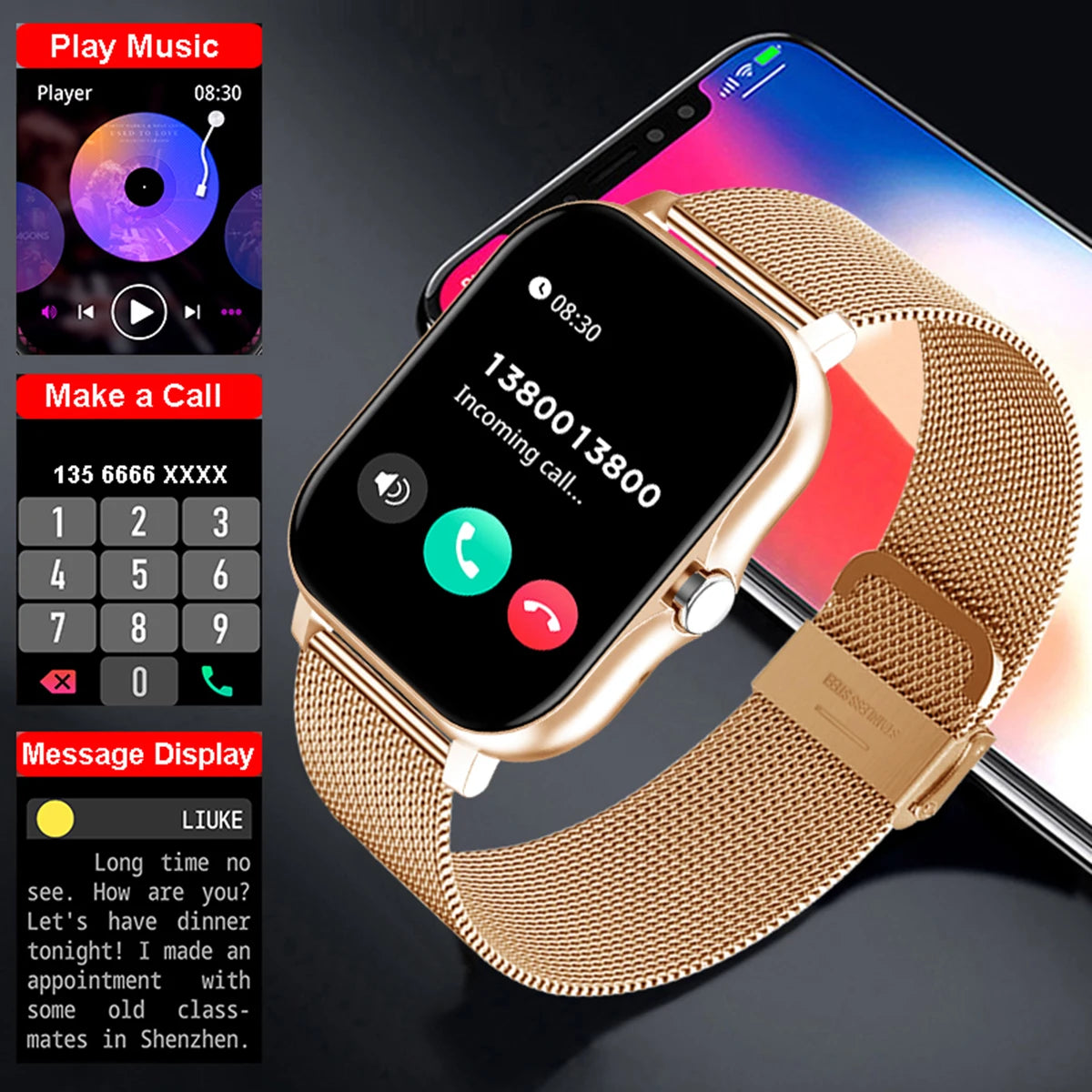 1.83" Waterproof Smart Watch – Calls, Fitness & Sleep Tracking