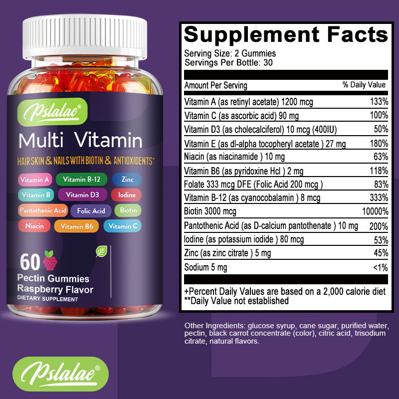 Multi Vitamin - Antioxidant, Supports Healthy Hair, Nails & Skin, Brain Health - 60pcs
